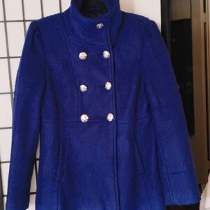 Guess- Fitted, Blue Pea coat - New - Size M/L Beautiful medium/dark blue coat